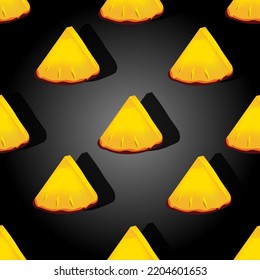 Seamless pattern with pineapple slice. Pineapple slice cut out background. Vector illustration with exotic tropical fruit.