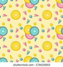Seamless pattern with pineapple slices with three color. summer time concept. sweet pineapple