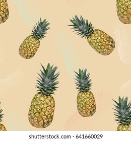 Seamless pattern with pineapple. Triangulated pineapples. Vector pattern