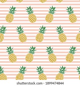 seamless pattern with pineapple tropical fruit