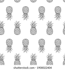 seamless pattern with pineapple tropical fruit