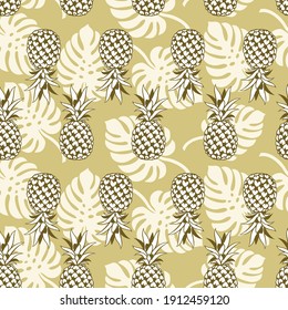 seamless pattern with pineapple tropical fruit