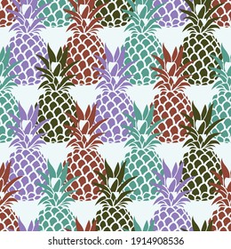 seamless pattern with pineapple tropical fruit
