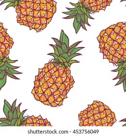 Seamless pattern with pineapple in vector