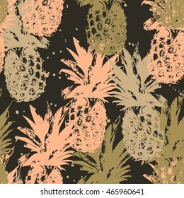 Seamless pattern with pineapple in vector