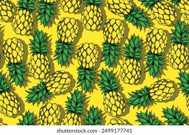 seamless pattern pineapple vector drawing