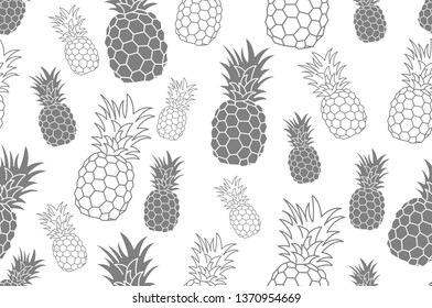 Seamless pattern with pineapple. Vintage pineapple seamless for your business. Vector texture. Black ink pattern art
