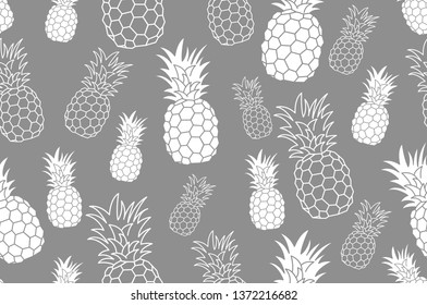 Seamless pattern with pineapple. Vintage pineapple seamless for your business. Vector texture. grey ink pattern art