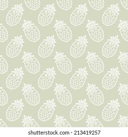 Seamless pattern with pineapples. Abstract floral repeating background. Endless print texture. Fabric design. Wallpaper - vector 