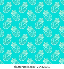 Seamless pattern with pineapples. Abstract floral repeating background. Endless print texture. Fabric design. Wallpaper - vector 
