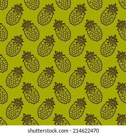 Seamless pattern with pineapples. Abstract floral repeating background. Endless print texture. Fabric design. Wallpaper - vector 