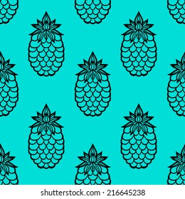 Seamless pattern with pineapples. Abstract floral repeating background. Endless print texture. Fabric design. Wallpaper - vector 