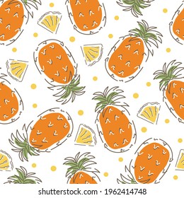 Seamless pattern with pineapples. Abstract fruits. Vector illustration.