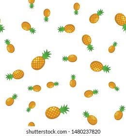 Seamless pattern of pineapples. Ananas illustrations texture background.