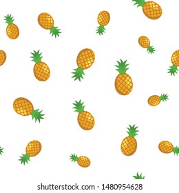 Seamless pattern of pineapples. Ananas illustrations texture background.