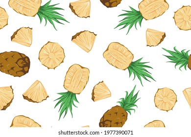 Seamless pattern of pineapples, color, vector