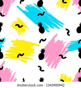 Seamless pattern with pineapples. Creative background. Vector illustration