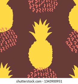 Seamless pattern with pineapples. Creative background. Vector illustration