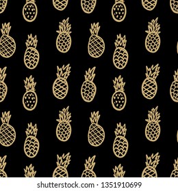 Seamless pattern with pineapples. Design element for poster, card, banner, t shirt. Vector illustration