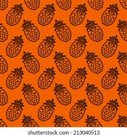 Seamless pattern with pineapples. Endless print texture. Fabric design. Wallpaper - vector