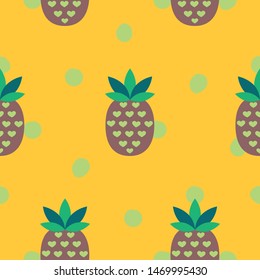 Seamless pattern with pineapples. Endless texture can be used for wallpaper, pattern fills, web page background, surface textures. Vector background.