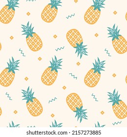 Seamless pattern pineapples freshness. Design for scrapbooking, decoration, cards, paper goods, background, wallpaper, wrapping, fabric and all your creative projects. Vector illustration