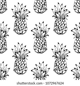 Seamless pattern with pineapples. Fruits print. background texture. Wallpaper