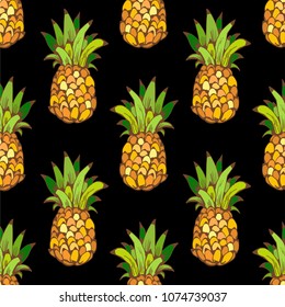 Seamless pattern with pineapples. Fruits print. background texture. Wallpaper