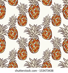 Seamless pattern with pineapples. Graphic stylized drawing. Vector illustration