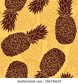 Seamless pattern with pineapples. Graphic stylized drawing. Vector illustration