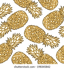 Seamless pattern with pineapples. Graphic stylized drawing. Vector illustration