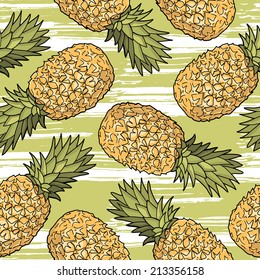Seamless pattern with pineapples. Graphic stylized drawing. Vector illustration