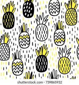 Seamless pattern with pineapples. Great for fabric, textile, wrapping paper. Vector Illustration