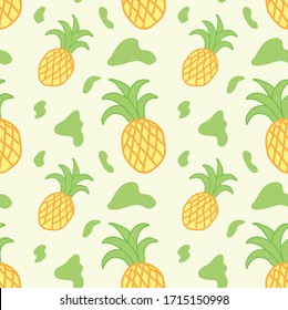 seamless pattern with pineapples and green spots