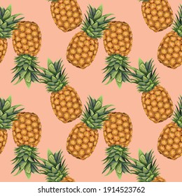 Nahtloses Muster mit Ananas. Juckreizer tropischer Hintergrund mit Ananas. Tapete, Druck, Papier, Stoffdesign, Verpackung. Vektorgrafik.