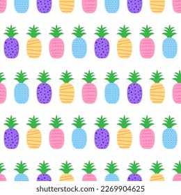 Seamless pattern Pineapples multicolored abstract ornament vector illustration