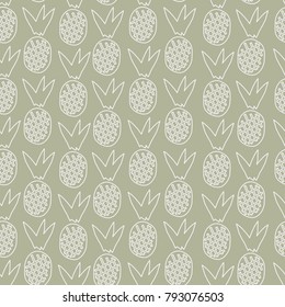 Seamless pattern with pineapples on a gray background. Concept for fabric and paper, surface textures.