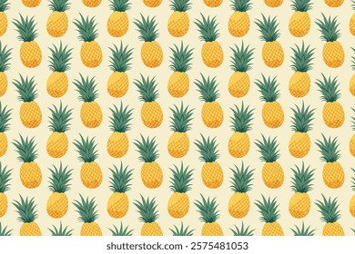 Seamless pattern with pineapples on a light background.