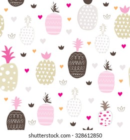 seamless pattern with pineapples on a white background