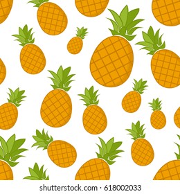 Seamless pattern with pineapples on a white background