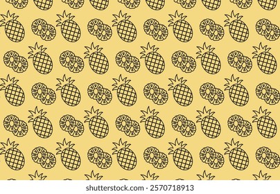 Seamless pattern with pineapples, orange, leaves. Tropical fruit. Summer background. Illuminating and Ultimate Gray.