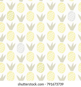 Seamless pattern with pineapples. Repeating pattern on a white background for textile and wallpapers.