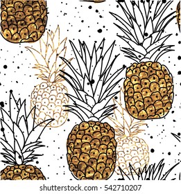 
Seamless pattern with pineapples. Stylish pattern in Scandinavian style.