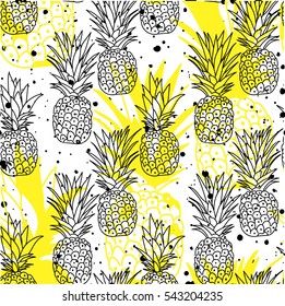 
Seamless pattern with pineapples. Stylish pattern in Scandinavian style.