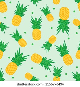Seamless pattern with pineapples. Tropical fruit. Summer background.