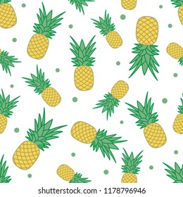 Seamless pattern with pineapples. Tropical fruit. Summer background.