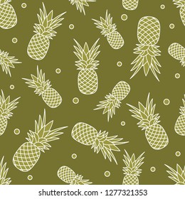 Seamless pattern with pineapples. Tropical fruit. Summer background.