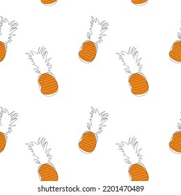 Seamless pattern pineapples . Vector background with tropical fruits on white.