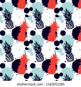 Seamless pattern with pineapples. Vector illustration