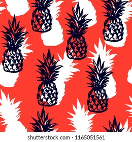 Seamless pattern with pineapples. Vector illustration
